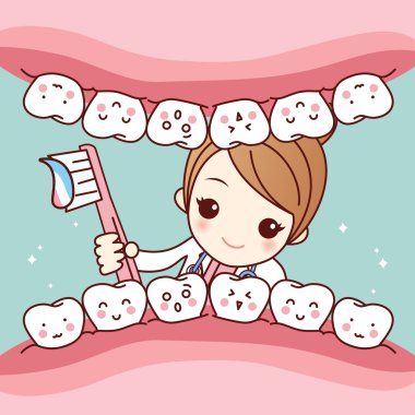 cute cartoon dentist brush tooth clipart