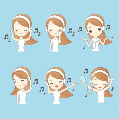 Çizgi film genç kadın müzik dinle