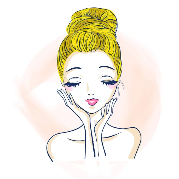 Dessin animé femme maquillage — Image vectorielle