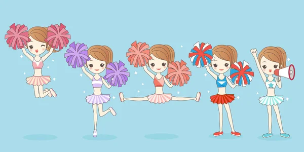 Cheerleading desenhos animados feliz — Vetor de Stock