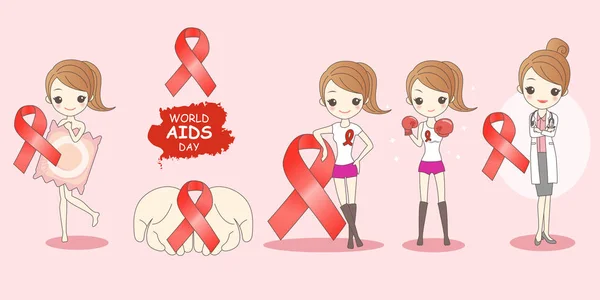 AIDS karikatür kadınla — Stok Vektör