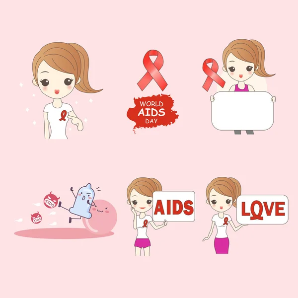 エイズ防止漫画女性 — ストックベクタ