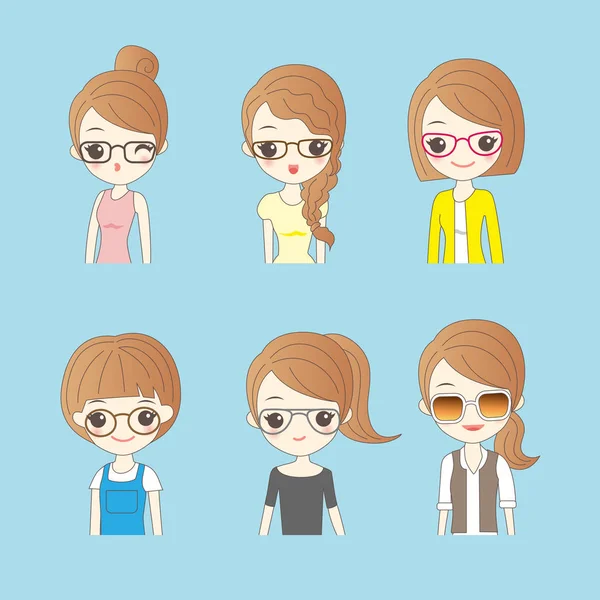 Dibujos animados usar gafas diferentes — Vector de stock