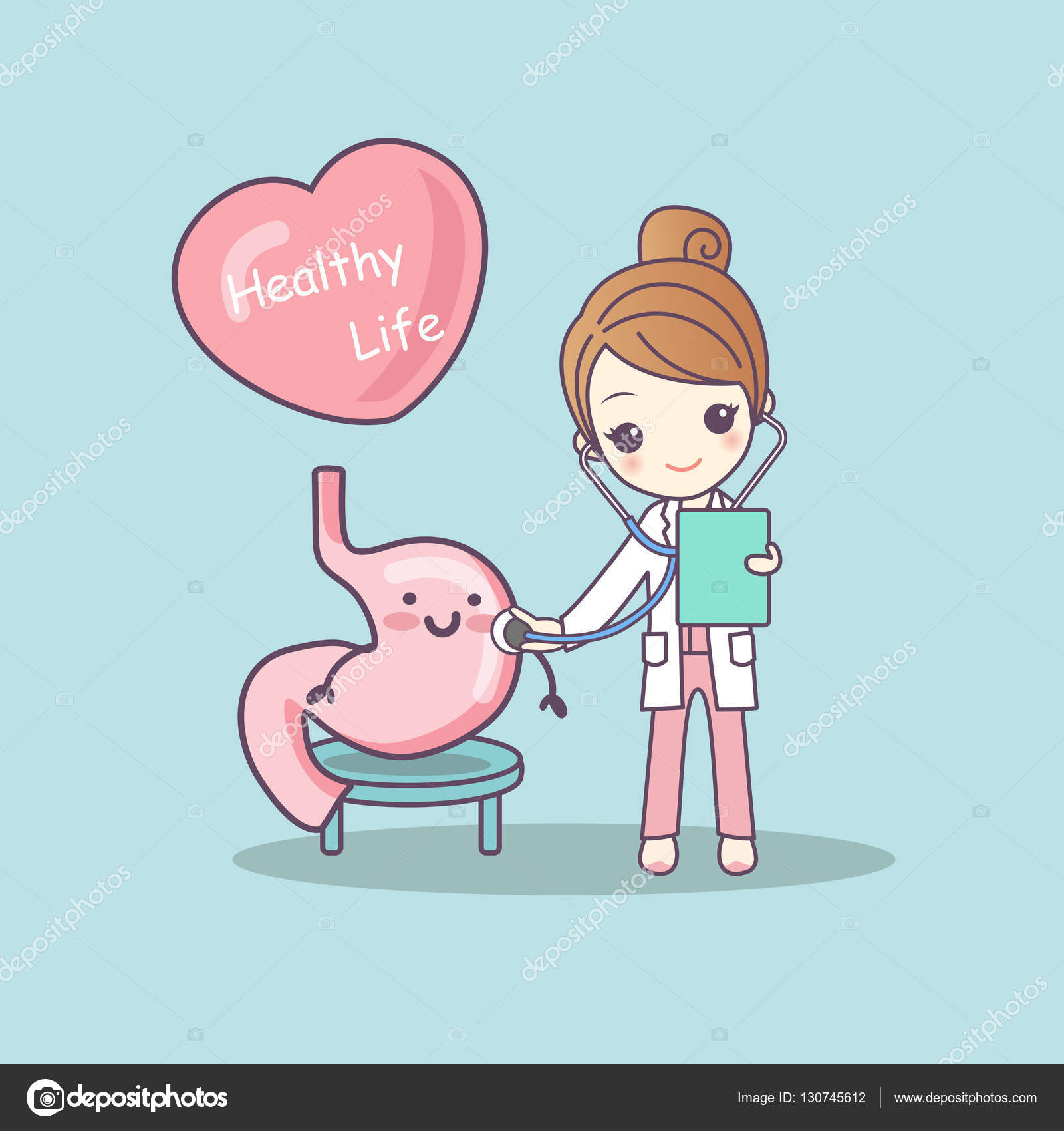 Cute cartoon doctor check stomach Stock Vector Image by ©etoileark  #130745612