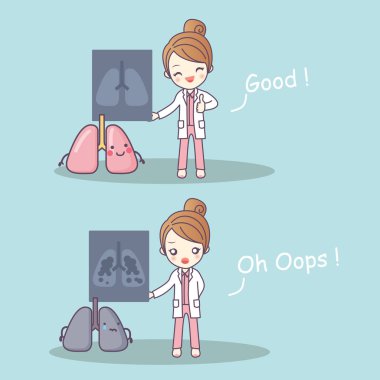 cute cartoon doctor with lung x-rays clipart