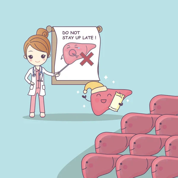 Medico dei cartoni animati insegnare fegato — Vettoriale Stock