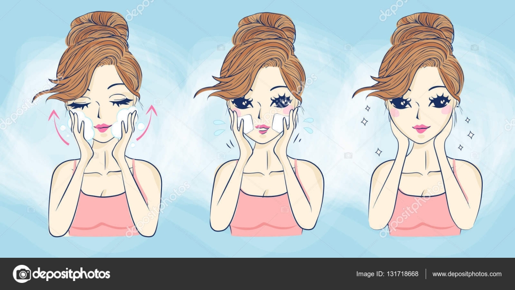 만화 여자 피부 관리 스톡 벡터 - ©etoileark 131718668 만화 여자 피부 관리