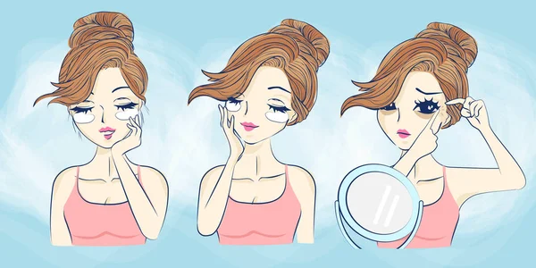 Cartoon skin care woman — Stock Vector