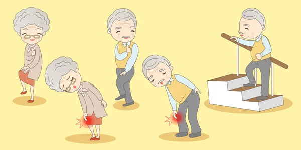 Vieux couple ont problème de genou — Image vectorielle