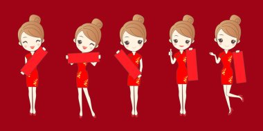 kadın giyim cheongsam çizgi film 