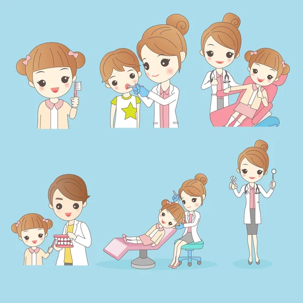 Cartoon young children with doctor — Stock Vector