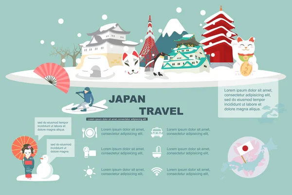 일본 여행 요소 — 스톡 벡터