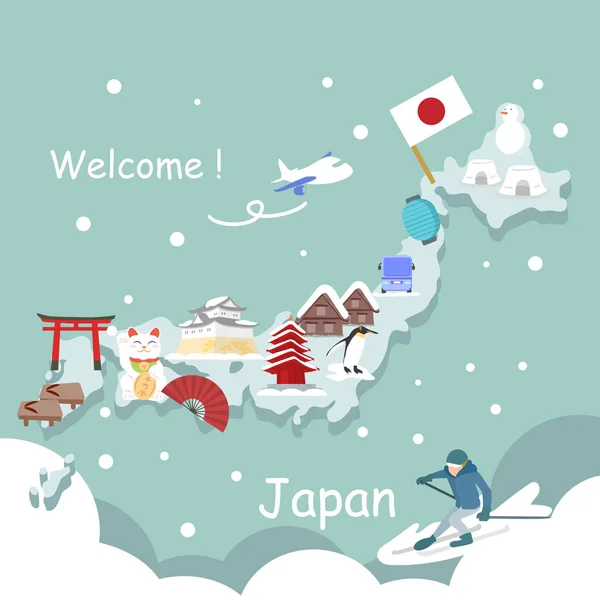 Mignon dessin animé japon élément — Image vectorielle