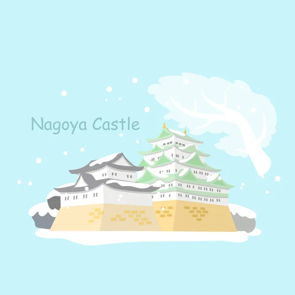 Japan nagoya castle in winter — Stock Vector