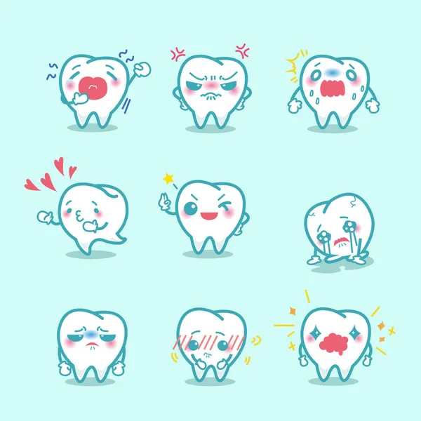 Dientes hacen diferente expresión — Vector de stock