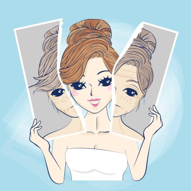  yaşlı kadın ile kadın yüz