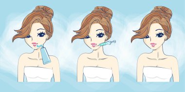 kadın enjeksiyon onun ağzına