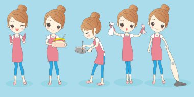 mutlu çizgi film ev kadını işe 