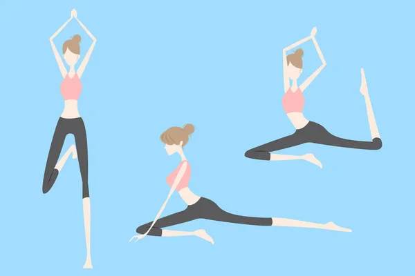 Mujer de dibujos animados está haciendo yoga — Archivo Imágenes Vectoriales