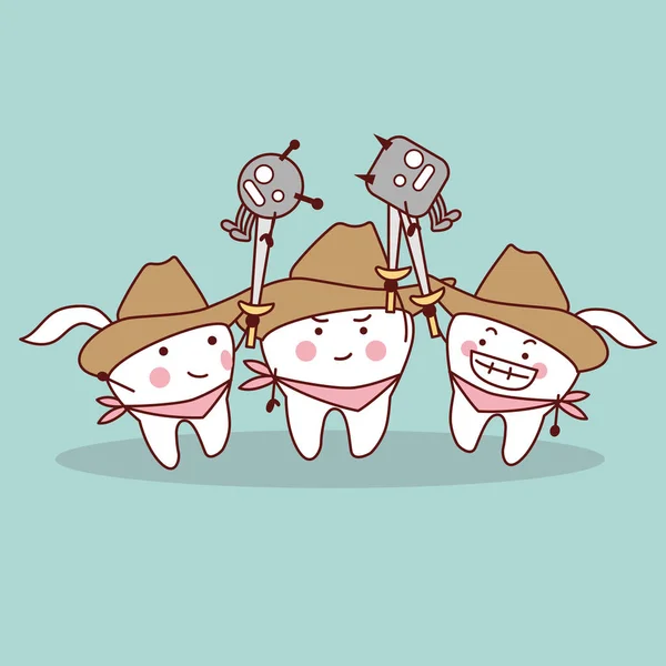 Desenhos animados dentes cowboy — Vetor de Stock