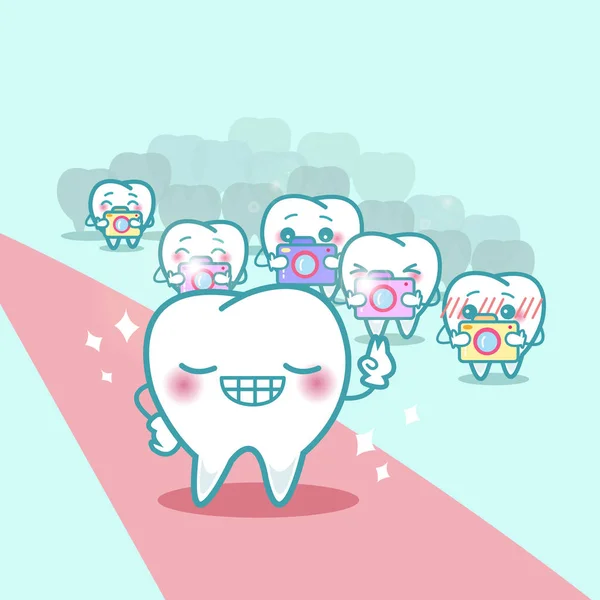 Lycklig tecknad tanden med paparazzi — Stock vektor
