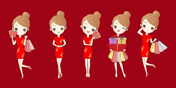 Girl with chinese new year — Stock Vector