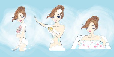 çizgi film kadın banyo