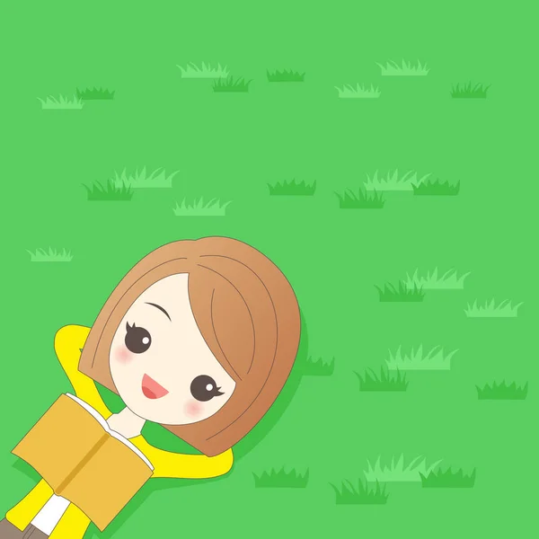 Kobieta relaksująca się na trawie — Wektor stockowy