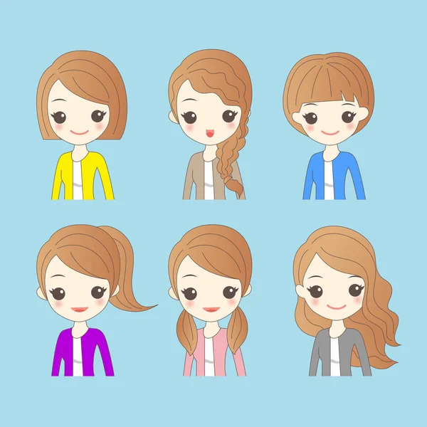 Woman has different hair style — Stock Vector