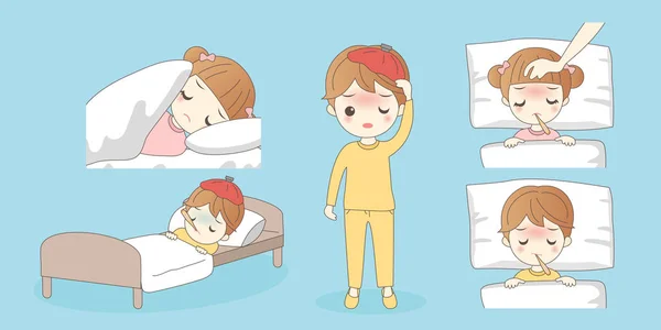 Kleine Kinder haben Fieber — Stockvektor