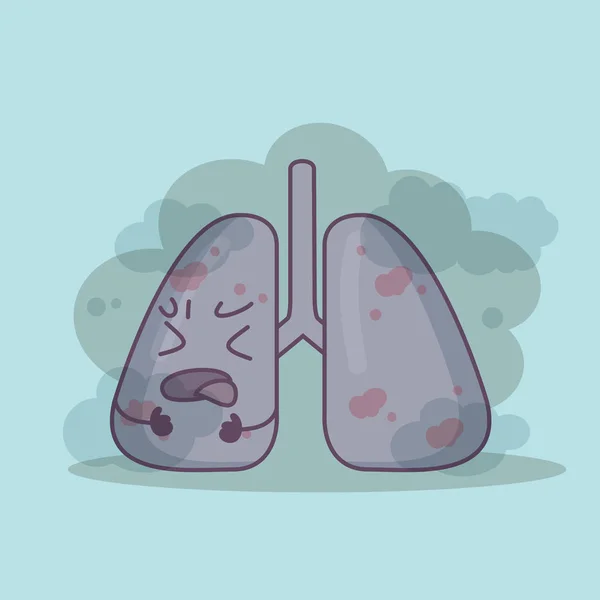 Lungorna hosta efter inandning av rök — Stock vektor