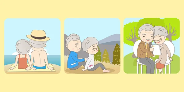 Pareja de ancianos disfrutar de su vida — Vector de stock