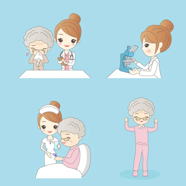 Γελοιογραφία νοσοκόμα με τον ασθενή — Διανυσματικό Αρχείο
