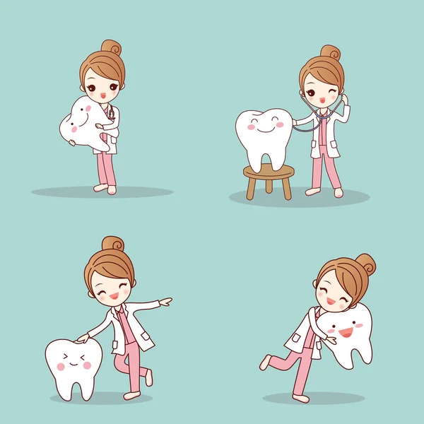 치아와 치과 의사 — 스톡 벡터