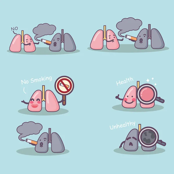 可爱的卡通肺 — 图库矢量图片
