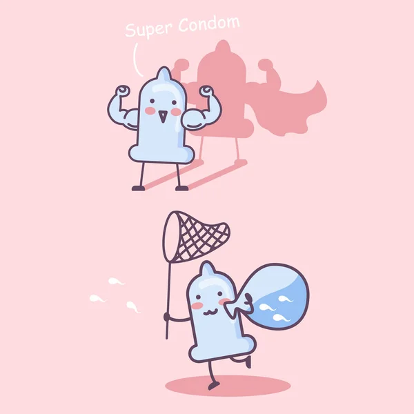 만화 행복 한 콘돔 — 스톡 벡터