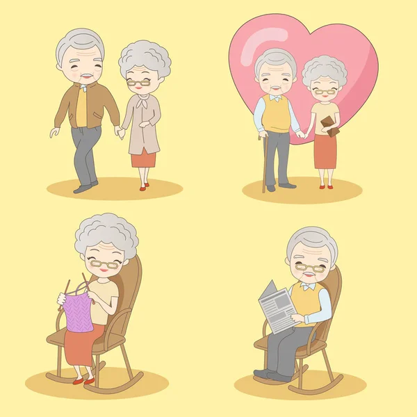 Vieux couple profiter de la vie — Image vectorielle