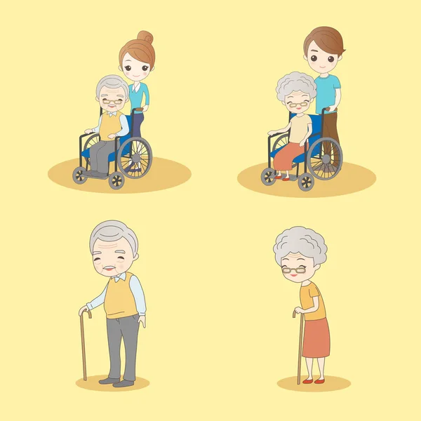 Lindo dibujos animados personas de edad — Vector de stock