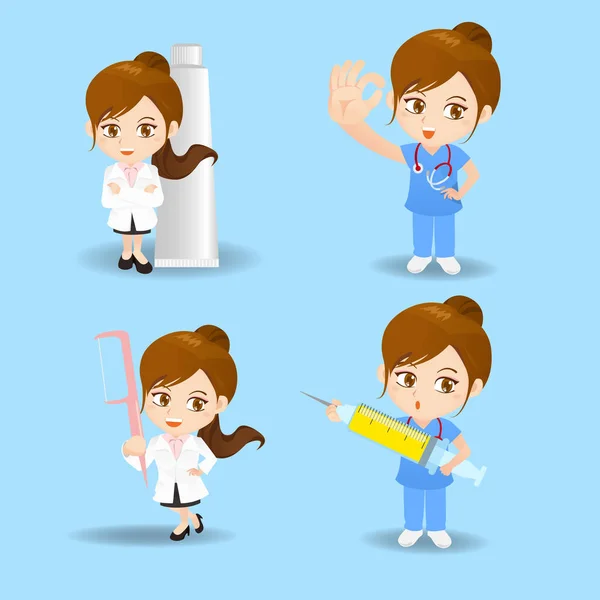 Γυναίκα γιατρό και νοσοκόμα — Διανυσματικό Αρχείο