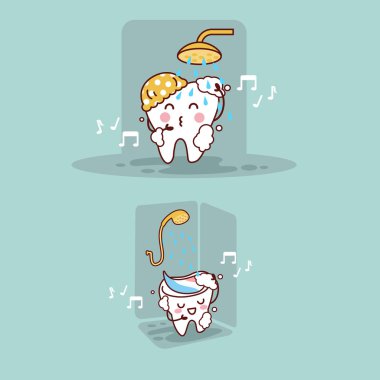 tooth taking shower clipart