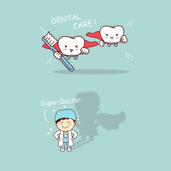Super dentista e dente —  Vetores de Stock