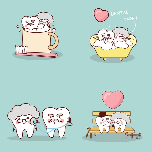 Mutlu yaşam tarzı ile diş — Stok Vektör