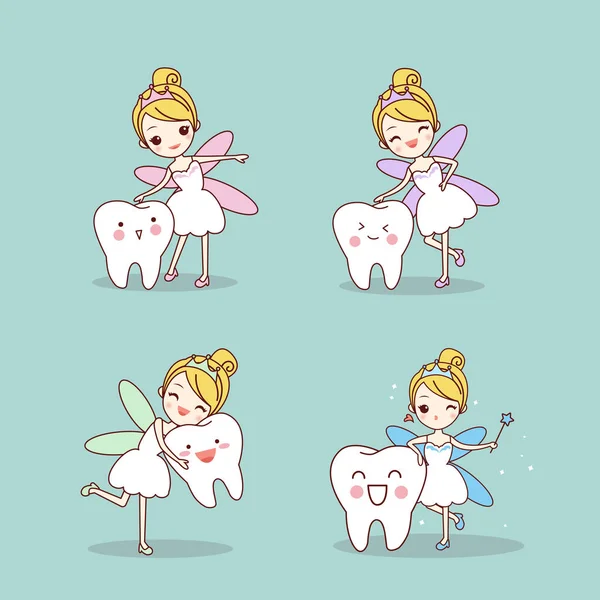 Tooth with fairy — Stock Vector