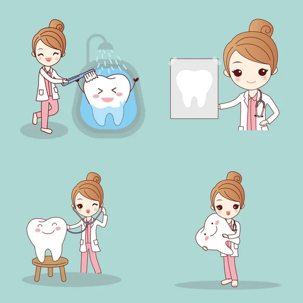 Dentista con diente — Vector de stock