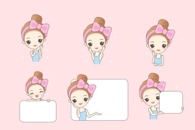 sevimli çizgi kadın