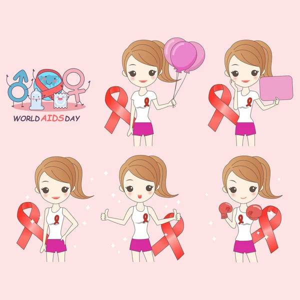 Wanita kartun mencegah AIDS Stok Ilustrasi 