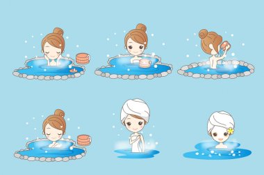  woman with hot spring clipart