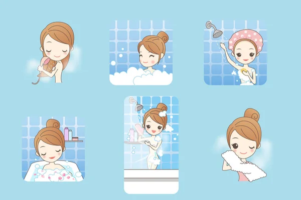女人洗澡 — 图库矢量图片