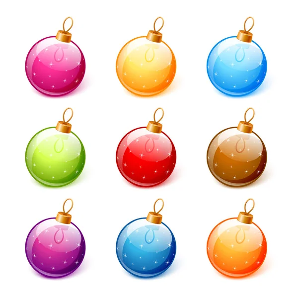 Ensemble vectoriel de boules de Noël colorées — Image vectorielle