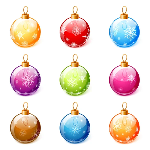 Conjunto de coloridas bolas de Navidad vector — Vector de stock